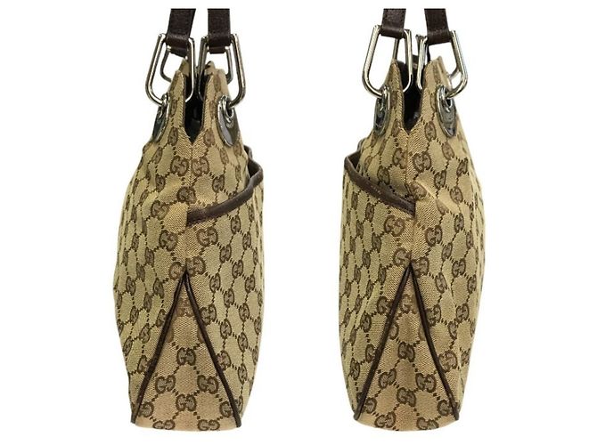 Borsa Gucci GG Canvas Beige Cachi Marrone scuro - vista 3