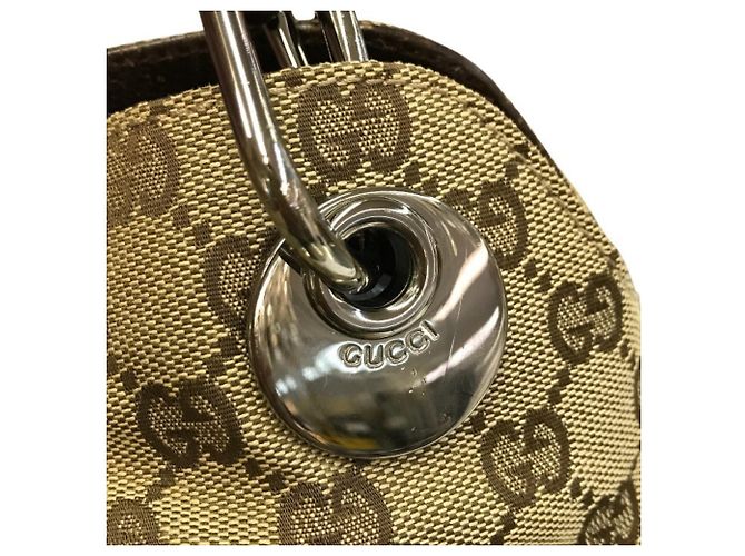 Borsa Gucci GG Canvas Beige Cachi Marrone scuro - vista 7