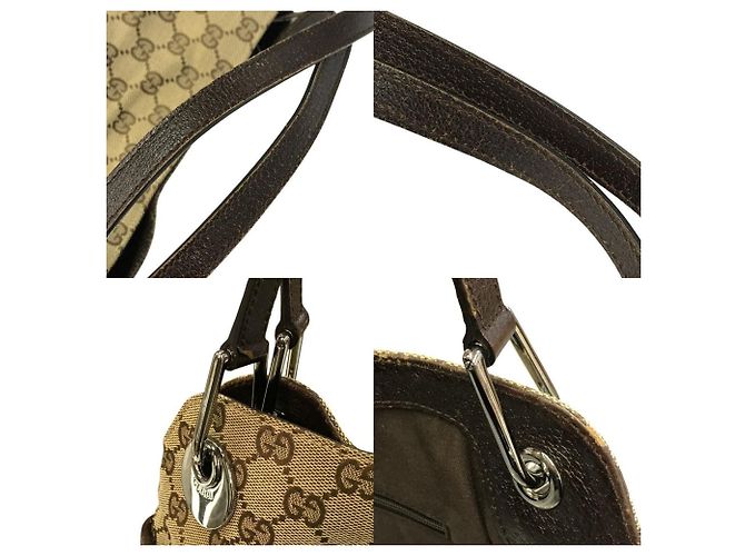 Borsa Gucci GG Canvas Beige Cachi Marrone scuro - vista 8