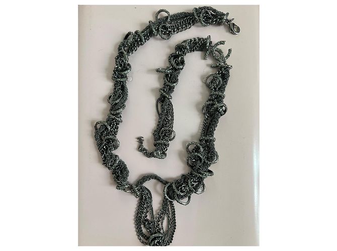 Timeless Chanel Kettengürtel mit CC-Logo und Strass - Anthrazit Grau - Ansicht 11