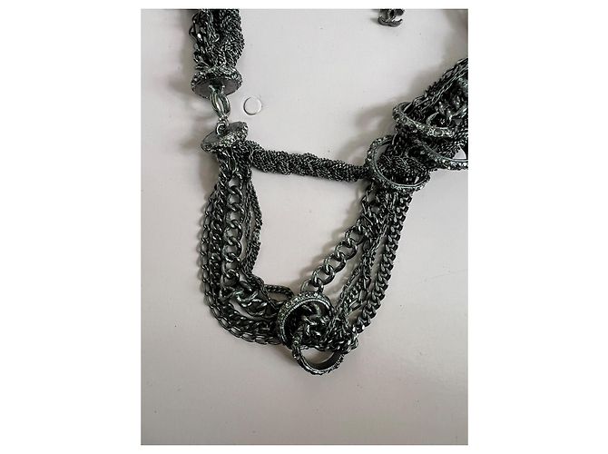 Timeless Chanel Kettengürtel mit CC-Logo und Strass - Anthrazit Grau - Ansicht 16