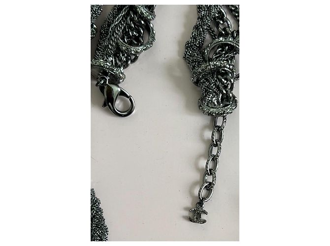 Timeless Chanel Kettengürtel mit CC-Logo und Strass - Anthrazit Grau - Ansicht 17