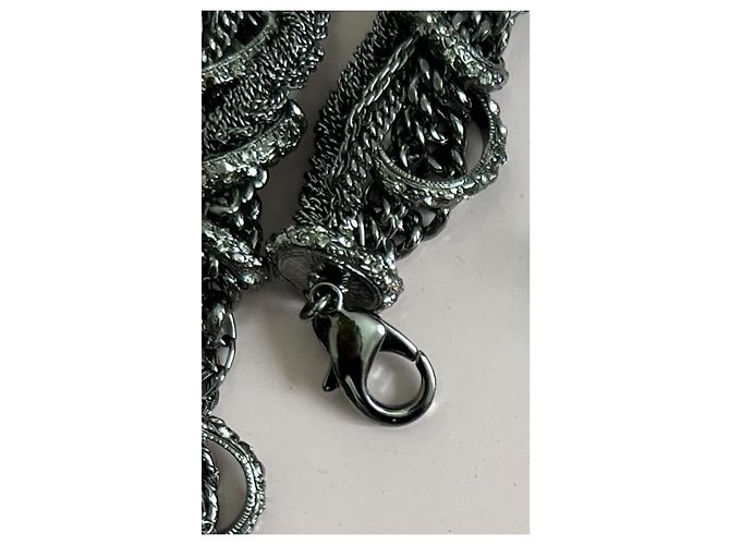 Timeless Chanel Kettengürtel mit CC-Logo und Strass - Anthrazit Grau - Ansicht 18