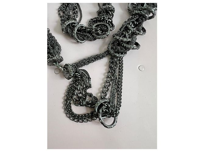 Timeless Chanel Kettengürtel mit CC-Logo und Strass - Anthrazit Grau - Ansicht 2