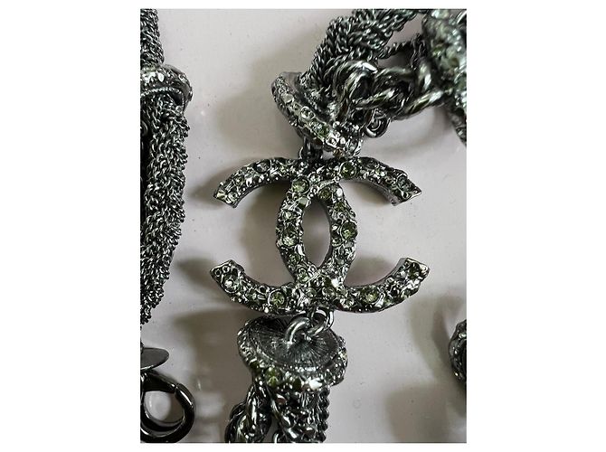 Timeless Chanel Kettengürtel mit CC-Logo und Strass - Anthrazit Grau - Ansicht 6