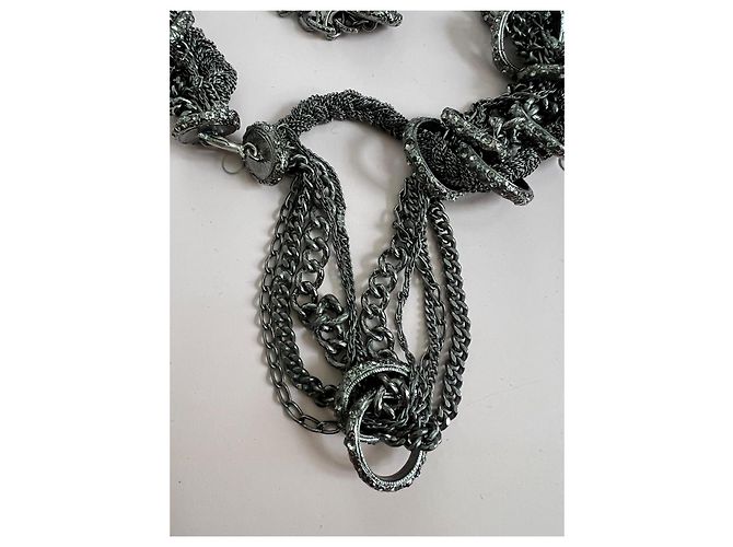 Timeless Chanel Kettengürtel mit CC-Logo und Strass - Anthrazit Grau - Ansicht 8