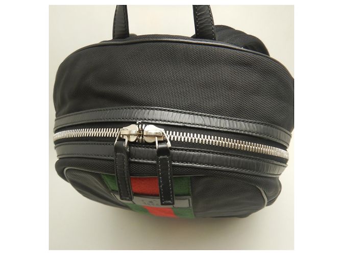 Zaino Gucci Sherry Line in nylon e canvas Nero - vista 5