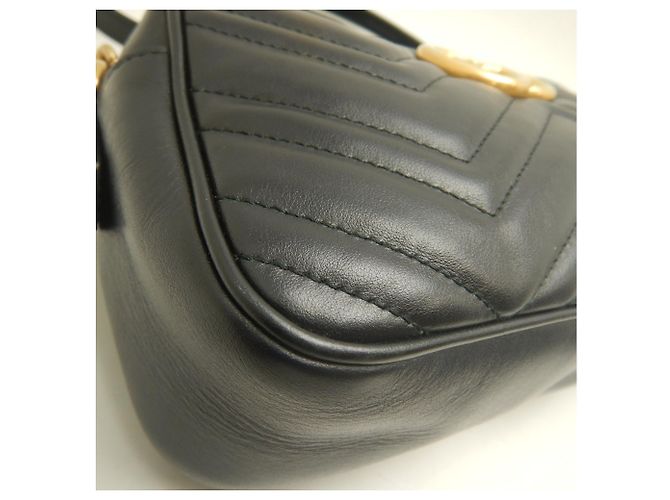 Borsa a tracolla in pelle Gucci GG Marmont Nero - vista 10
