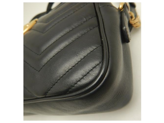 Borsa a tracolla in pelle Gucci GG Marmont Nero - vista 11