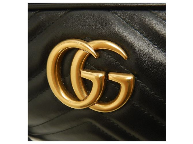 Borsa a tracolla in pelle Gucci GG Marmont Nero - vista 14