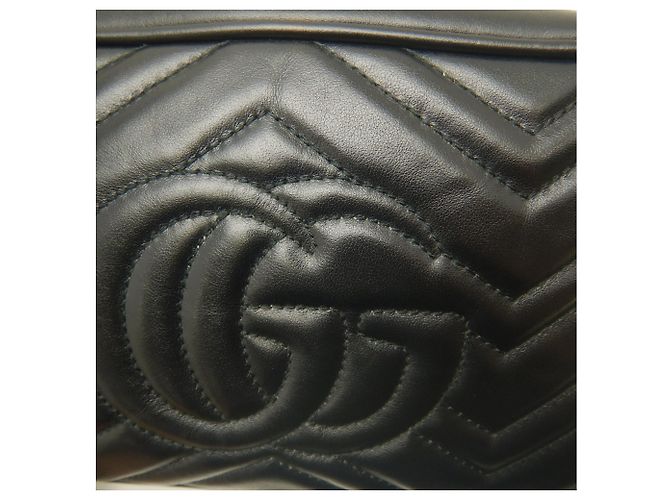 Borsa a tracolla in pelle Gucci GG Marmont Nero - vista 15