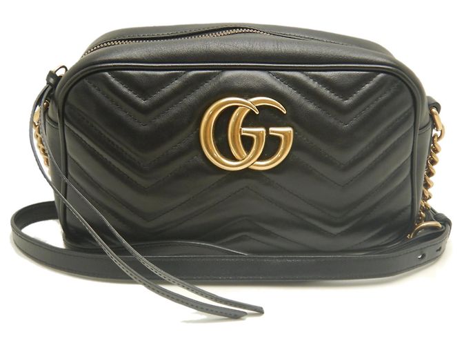 Borsa a tracolla in pelle Gucci GG Marmont Nero - vista 2