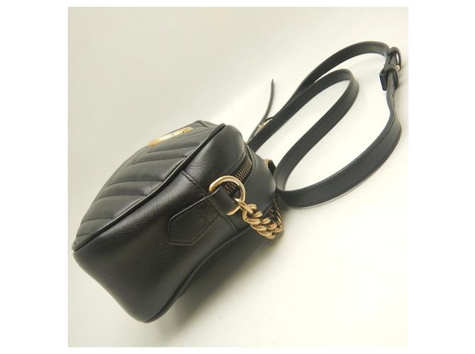 Borsa a tracolla in pelle Gucci GG Marmont Nero - vista 4