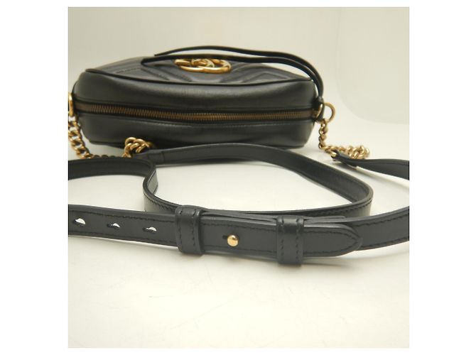 Borsa a tracolla in pelle Gucci GG Marmont Nero - vista 6