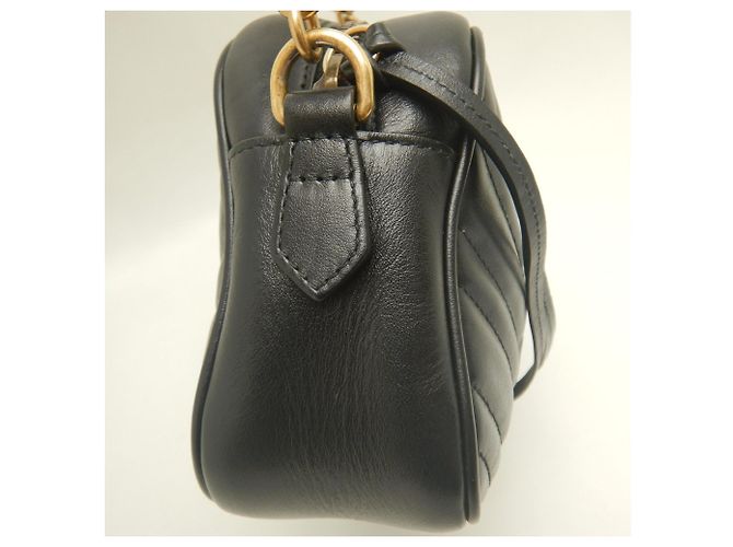 Borsa a tracolla in pelle Gucci GG Marmont Nero - vista 8