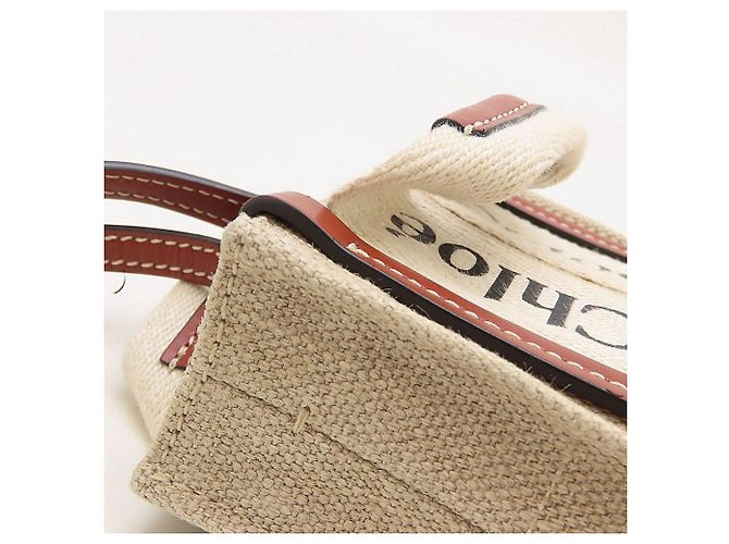Borsa a tracolla Chloé Woody Nano Tote Marrone Bianco - vista 10