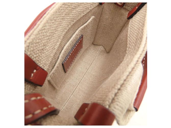 Borsa a tracolla Chloé Woody Nano Tote Marrone Bianco - vista 6