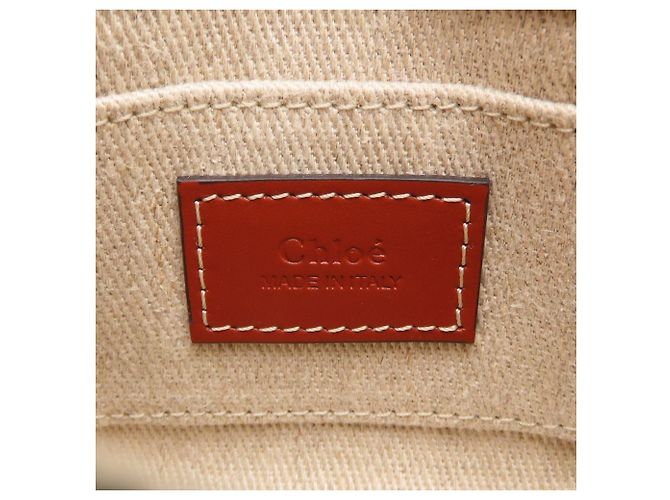 Borsa a tracolla Chloé Woody Nano Tote Marrone Bianco - vista 7