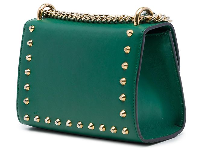 Gucci Green Small Pearl Studded Leather Padlock Crossbody Verde - vista 2