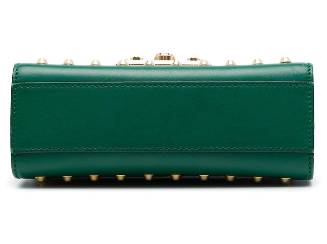 Gucci Green Small Pearl Studded Leather Padlock Crossbody Verde - vista 3