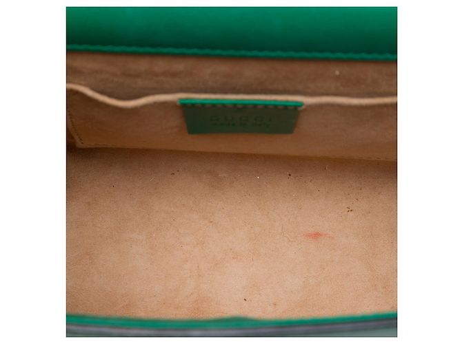 Gucci Green Small Pearl Studded Leather Padlock Crossbody Verde - vista 4
