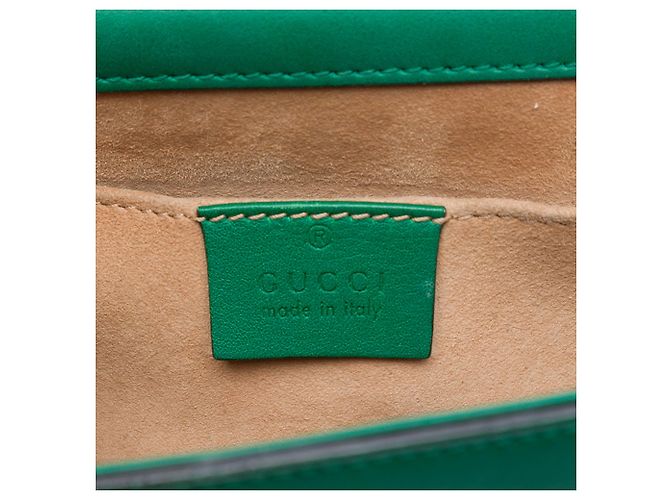 Gucci Green Small Pearl Studded Leather Padlock Crossbody Verde - vista 5