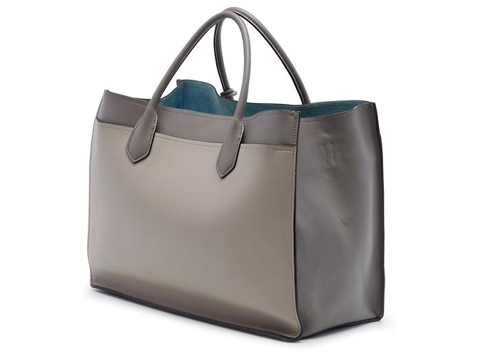 Borsa Satchel Prada City Calf Etiquette Grigia Marrone - vista 2