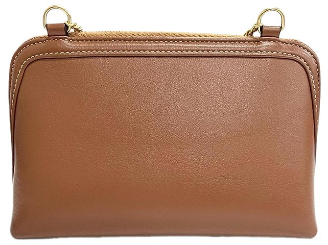Céline Clutch con catena Celine Cuir Triomphe in pelle di vitello liscia marrone - vista 2