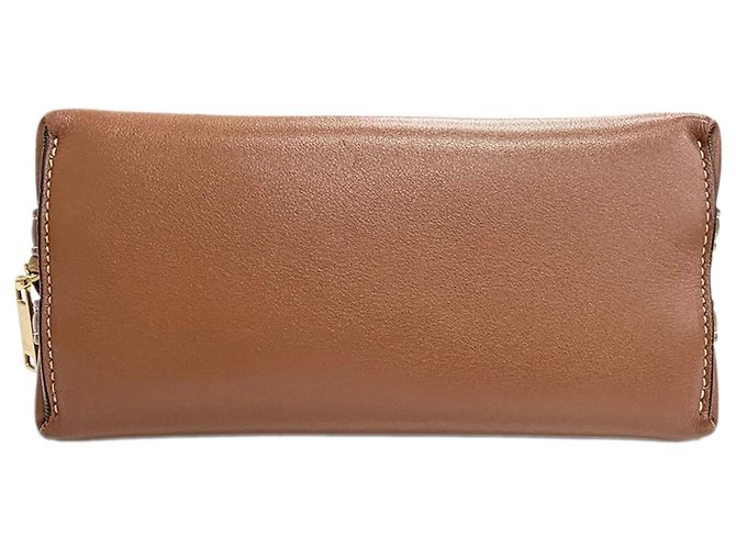Céline Clutch con catena Celine Cuir Triomphe in pelle di vitello liscia marrone - vista 3