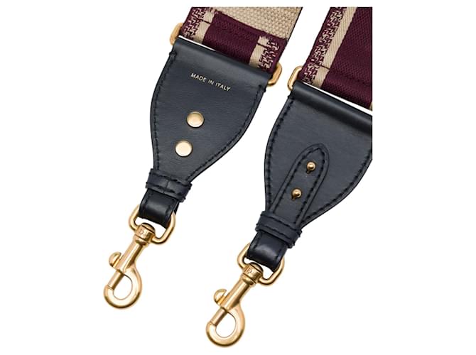 Dior Red Canvas Logo Embroidered Shoulder Strap Brown - view 2