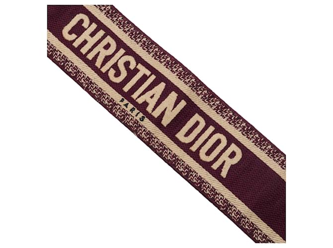 Dior Red Canvas Logo Embroidered Shoulder Strap Brown - view 4