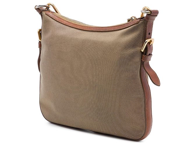Prada Borsa a tracolla in tela Canapa beige con logo - vista 2
