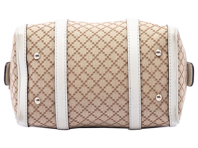 Bolsa Boston Joy Gucci em lona Diamante bege, pequena - vue 3