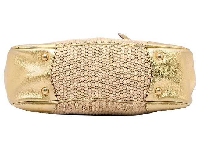 Borsa a tracolla Prada Paglia con rifiniture Cinghiale Gold D'oro - vista 3