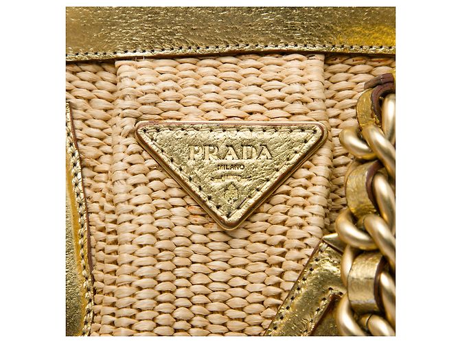 Borsa a tracolla Prada Paglia con rifiniture Cinghiale Gold D'oro - vista 5