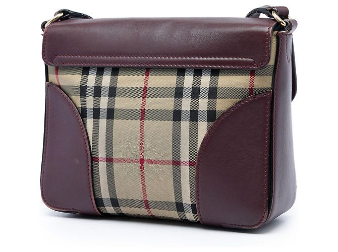 Burberry Red Small Haymarket Check Nylon and Leather Dickens Crossbody - vista 2