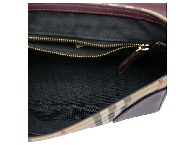 Burberry Red Small Haymarket Check Nylon and Leather Dickens Crossbody - vista 4