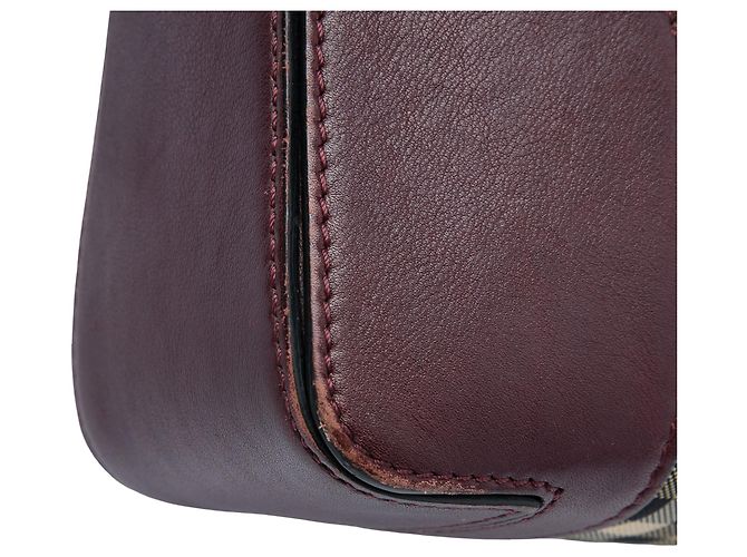 Burberry Red Small Haymarket Check Nylon and Leather Dickens Crossbody - vista 5