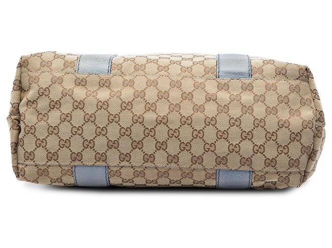 Gucci Beige Medium GG Canvas Bamboo Libeccio Tote Light blue - view 3