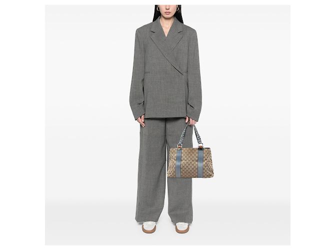 Gucci Beige Medium GG Canvas Bamboo Libeccio Tote Light blue - view 5