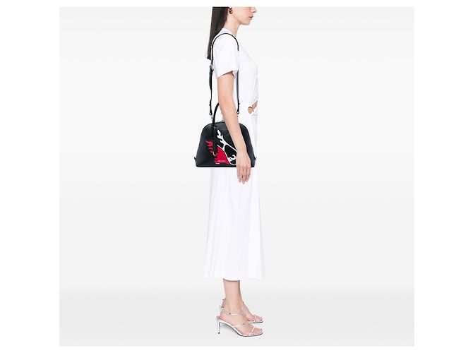 Borsa Promenade Prada in vitello City Calf nero con stampa Flame Heels - vista 5