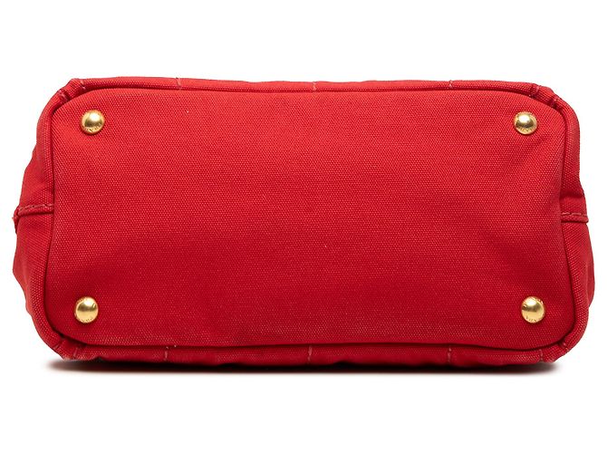 Borsa Tote Prada Red Small Canvas Canapa Logo Rosso - vista 3