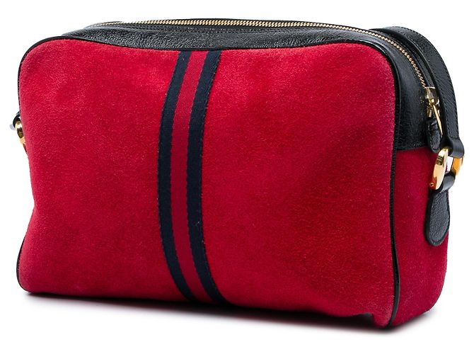 Borsa a tracolla Gucci Ophidia in camoscio rosso con Web - vista 2