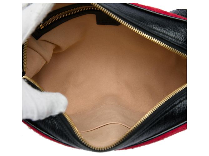 Borsa a tracolla Gucci Ophidia in camoscio rosso con Web - vista 4
