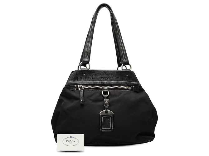 Prada Tessuto Tote mit Vitello-Besatz in Schwarz - Ansicht 7
