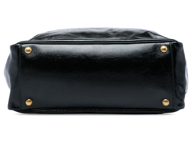 Saint Laurent Black Large Textured Patent Y Mail Tote Nero - vista 3