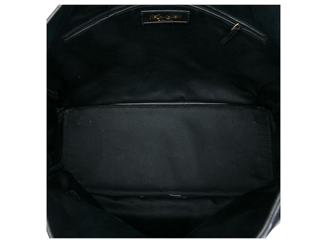 Saint Laurent Black Large Textured Patent Y Mail Tote Nero - vista 4