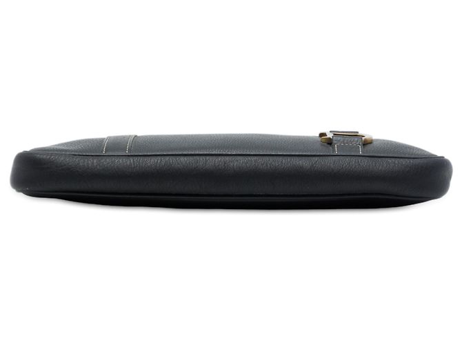 Clutch Dior de piel de becerro granulada negra con logo Negro - vista 3