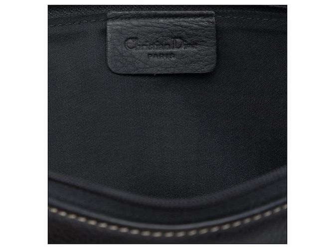 Clutch Dior de piel de becerro granulada negra con logo Negro - vista 5