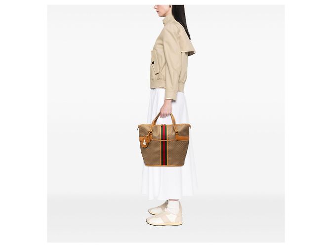 Borsa Tote Gucci Brown Micro GG Supreme Web Marrone Marrone chiaro - vista 7